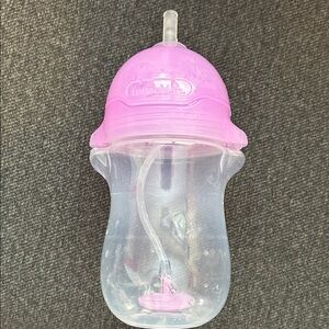 Munchkin Pink and Clear Sippy Cup with weighted straw